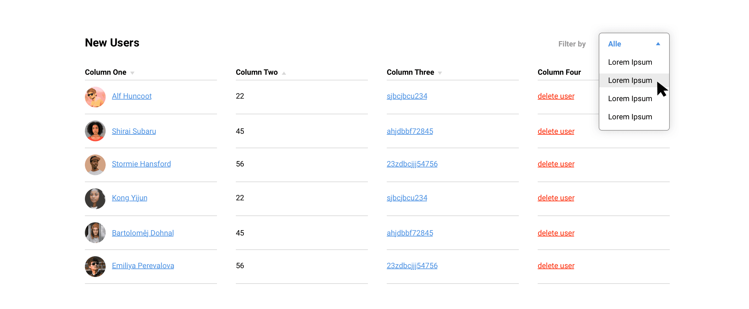 Multiples selektieren innerhalb einer Tabelle
